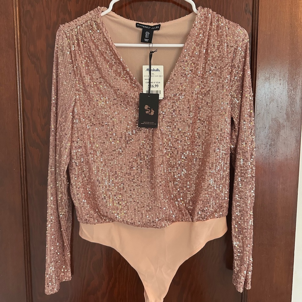 Sincerely Jules Sparkling Pink Sequin Bodysuit